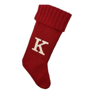 Red Knit Christmas Stocking with Initial ‘K’